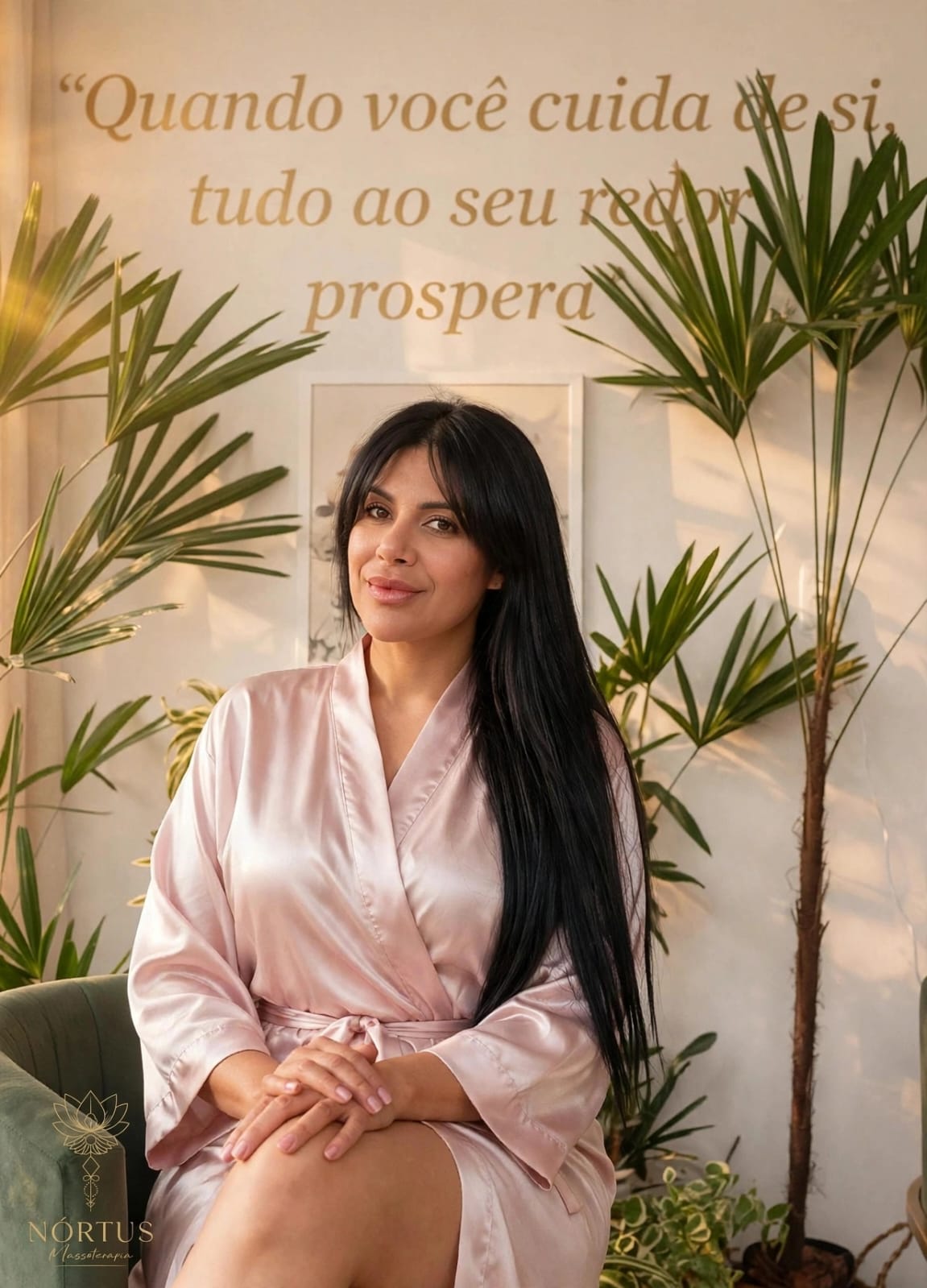 Profissional da Nórtus Massoterapia no espaço de atendimento